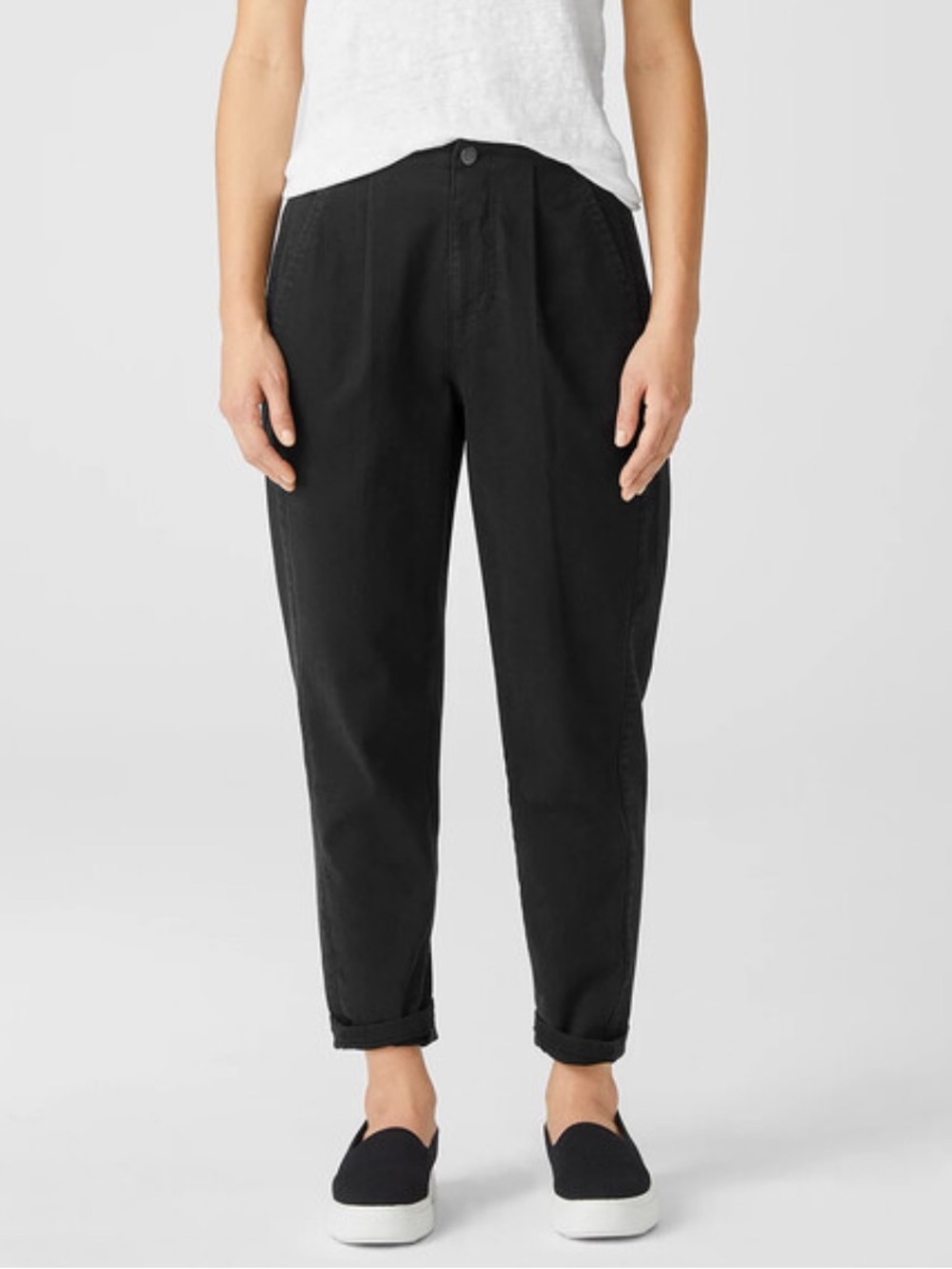 Eileen Fisher Organic Cotton Denim Tapered Pants Black